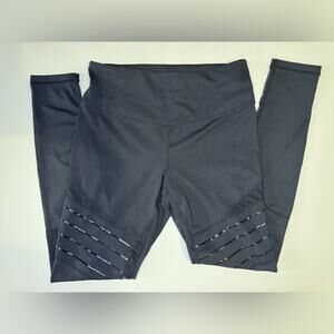 Zella Black Moto Mesh High Waist Leggings | Size M